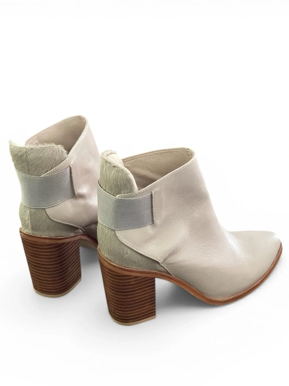 Sol Sana Monk Dove Gray (Greige) Leather Ankle Boots Sz 41 US 10 Calf Hair
